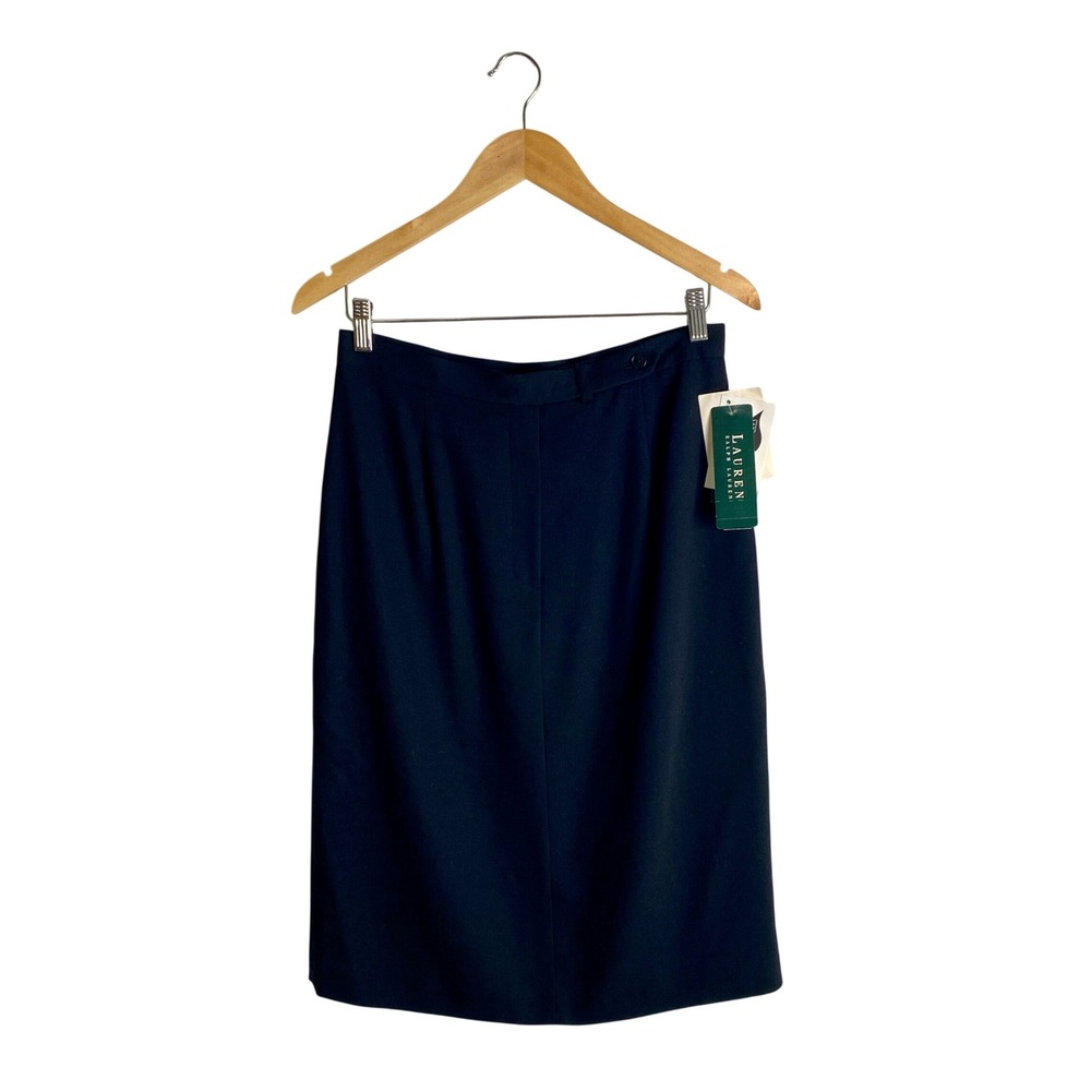 Vintage NWT Lauren Ralph Lauren Wool Blend Pencil Skirt Black Office 90s Y2K